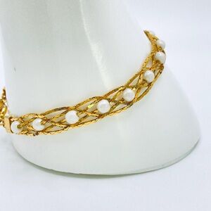 Avon Gold Bracelet with White Pearls